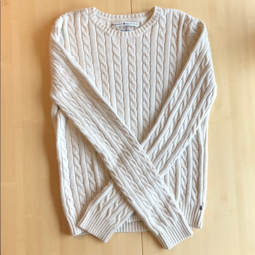 Tommy Hilfiger white cableknit sweater women’s M